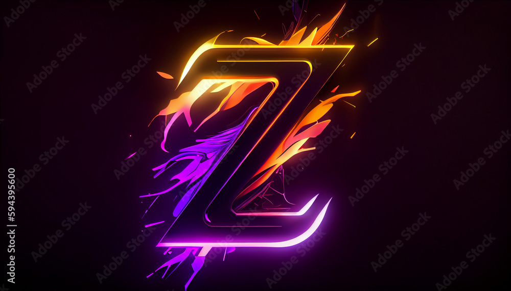 Beautiful abstract futuristic letter Z logo Ai generated image - obrazy, fototapety, plakaty 