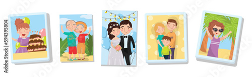 Family Portrait Picture and Photography Shot with Happy People Vector Set