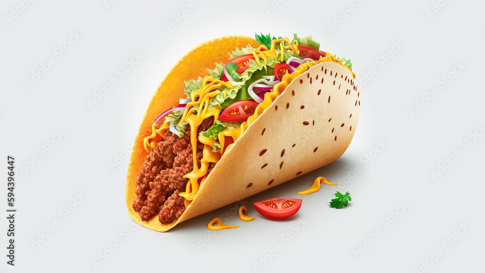 AI generated: delicious mexican taco with meat and vegetables