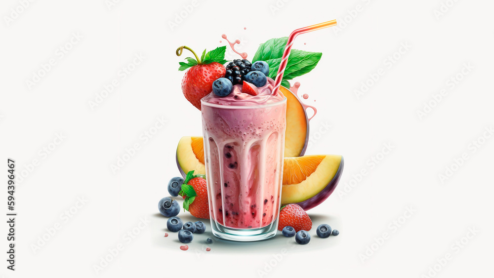 AI generated: fruit smoothie, refreshing and healthy