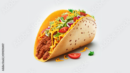 Obraz na płótnie AI generated: delicious mexican taco with meat and vegetables w salonie