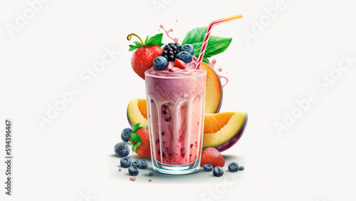 Obraz na płótnie AI generated: fruit smoothie, refreshing and healthy w salonie