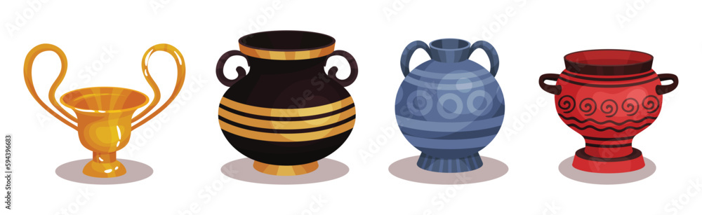 Ceramic Vessels and Containers for Interior and Kitchen Use Vector Set