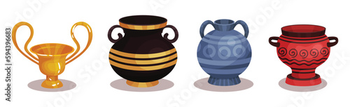 Ceramic Vessels and Containers for Interior and Kitchen Use Vector Set