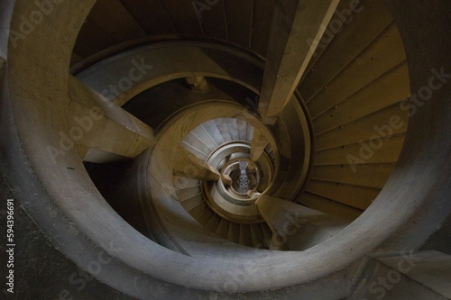 Spiral staircase in muted light