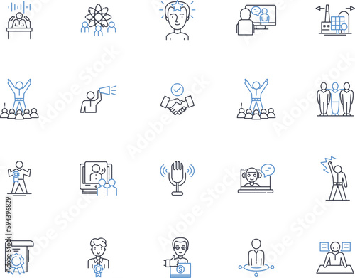 Sociopolitical realm line icons collection. Power, Equality, Authority, Democracy, Justice, Activism, Oppression vector and linear illustration. Revolution,Ideology,Privilege outline signs set