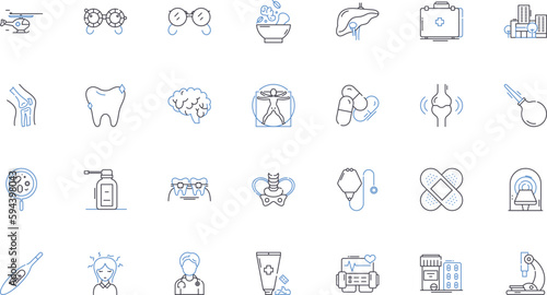 Emergency care line icons collection. Ambulance, Triage, Resuscitation, Trauma, Code, CPR, Emergency vector and linear illustration. Stabilization,Shock,Oxygen outline signs set