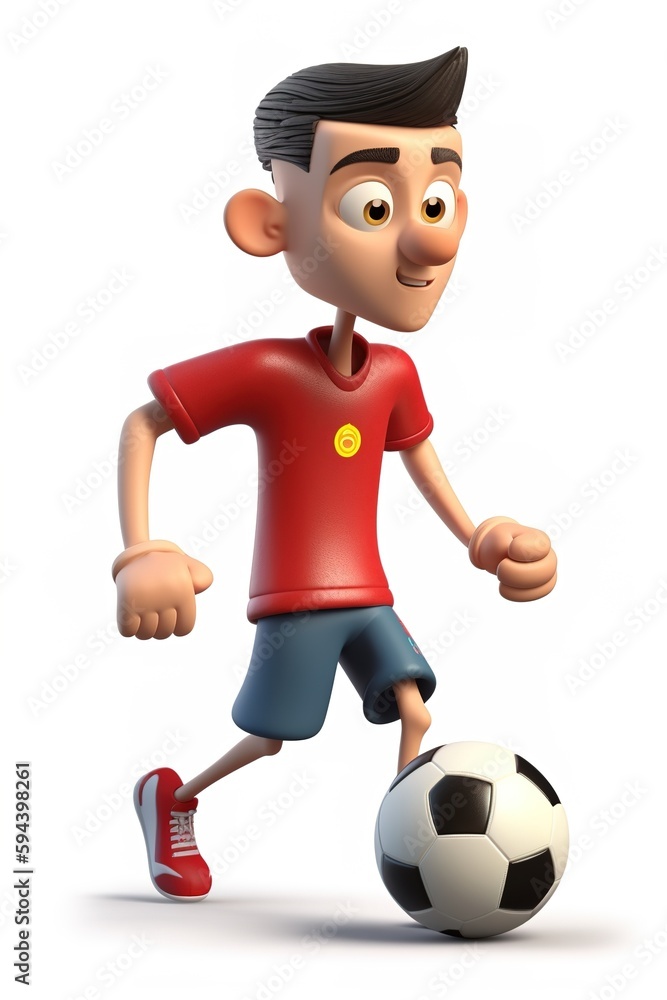 a cartoon character with a soccer ball