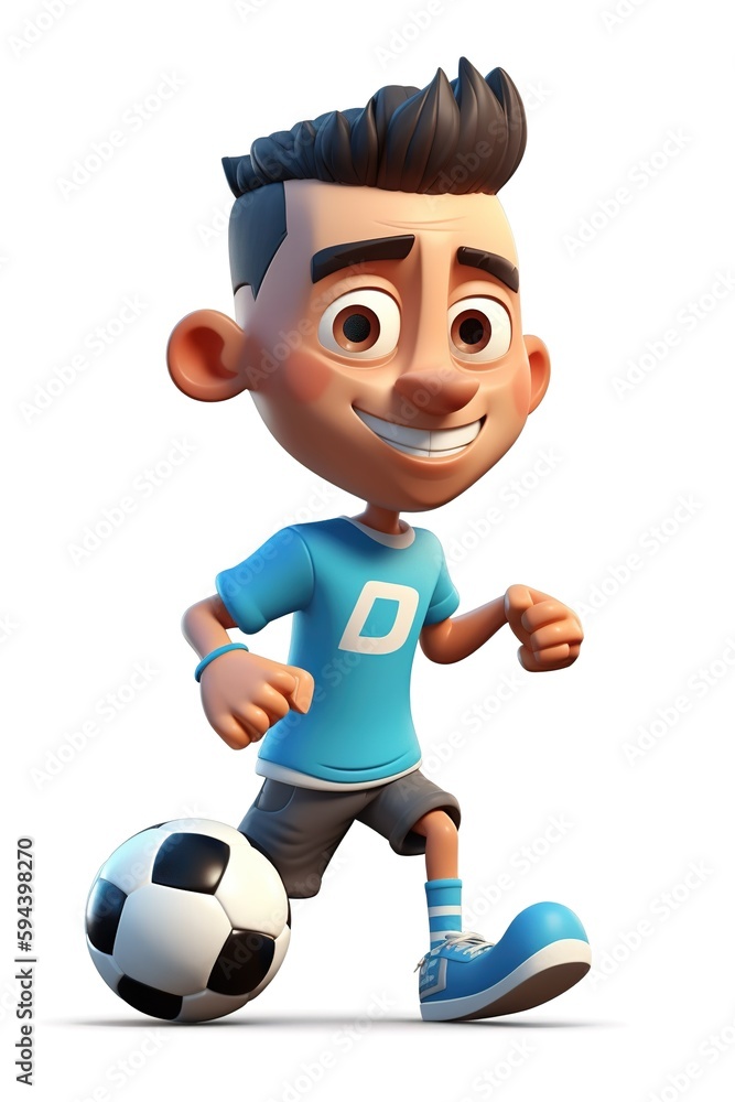 a cartoon character with a soccer ball a cartoon character with a soccer ball