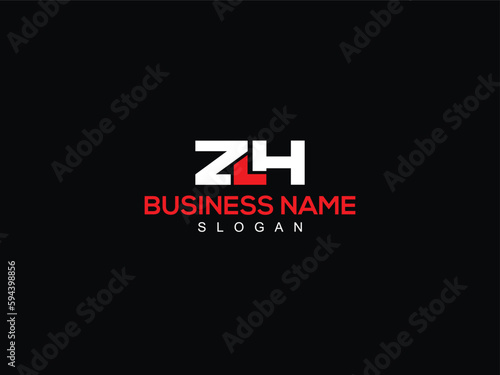 Abstract Letter ZLH, AL, a l h, alh Logo Monogram Line Art Vector Stock black Background photo