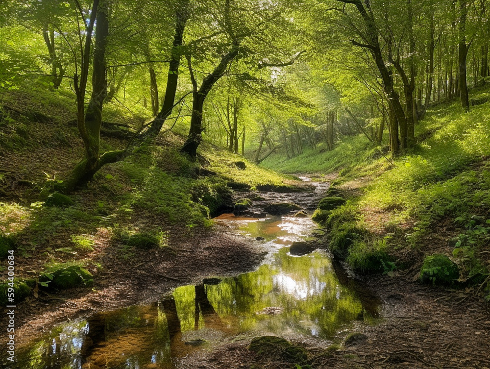 A Calm Creek in the Woods | Generative AI A Calm Creek in the Woods | Generative AI