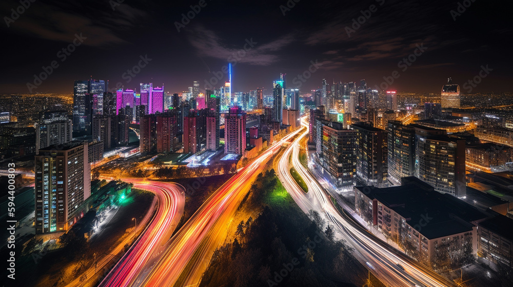 Obraz premium dynamic photograph of a city skyline at night