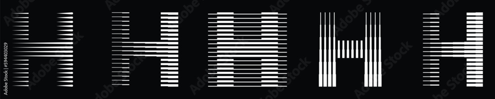 Naklejka premium Letter H logo variation with abstract geometric horizontal and vertical lines