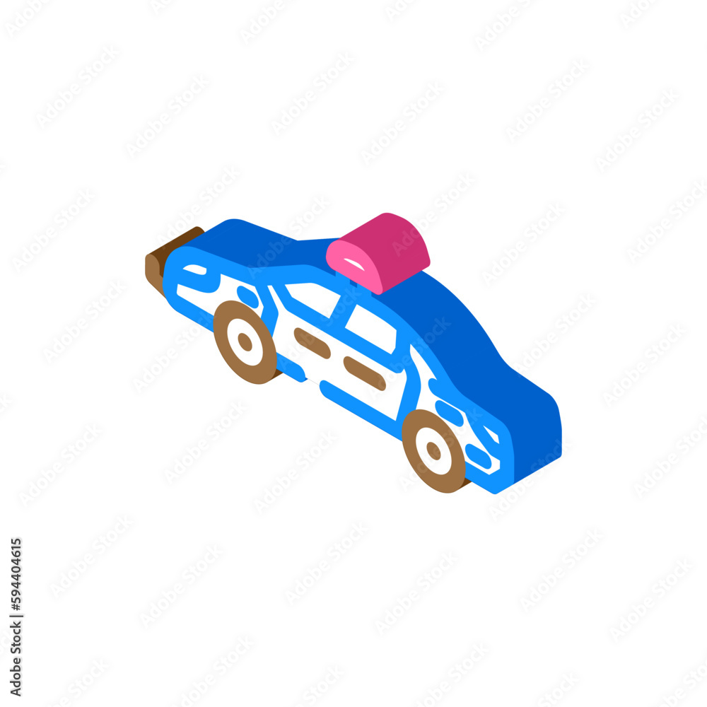 police car crime isometric icon vector illustration