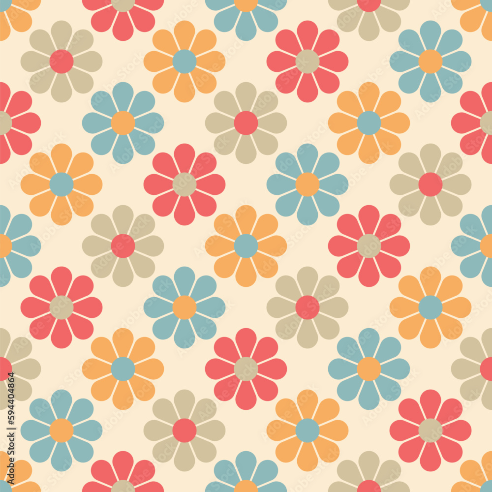 Cute flower power seamless pattern. Decorative retro minimal style floral background. Vintage indie and hippie repeating pattern. Cute flower power seamless pattern. Decorative retro minimal style floral background. Vintage indie and hippie repeating pattern.