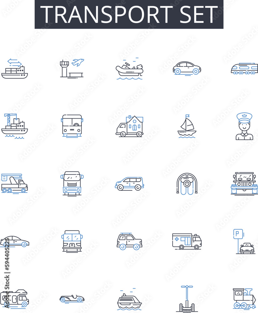 Transport set line icons collection. Health kit, Travel bag, Entertainment pack, Office statiry, Cooking utensils, Fitness equipment, Art supplies vector and linear illustration. Camping gear,Beauty Transport set line icons collection. Health kit, Travel bag, Entertainment pack, Office statiry, Cooking utensils, Fitness equipment, Art supplies vector and linear illustration. Camping gear,Beauty