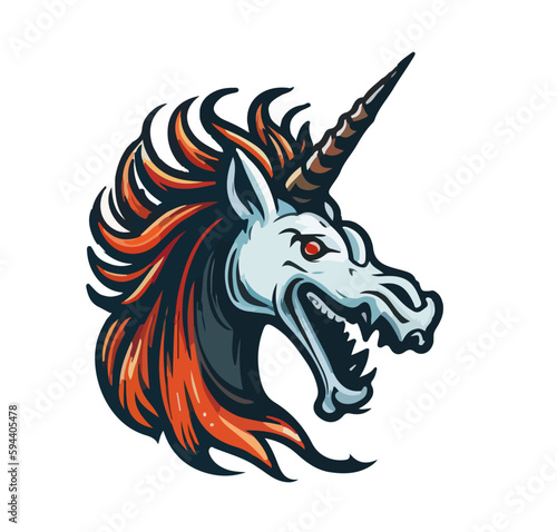 Wallpaper Mural Flat vector illustration of a unicorn with open mouth Torontodigital.ca