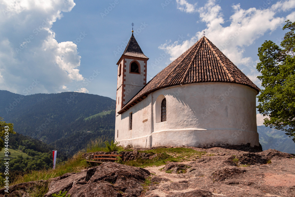 The little Church St. Hippolyt located near Tisens, South Tyrol