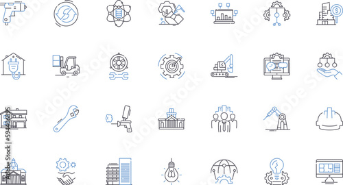 Producer line icons collection. Creator, Innovator, Pier, Director, Manager, Architect, Conductor vector and linear illustration. Organizer,Composer,Engineer outline signs set photo