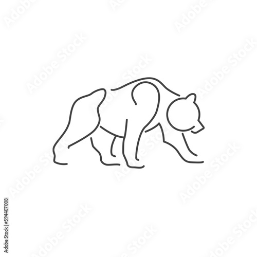 Line drawing of bear walking symbol. Logo of the bear. Vector illustration