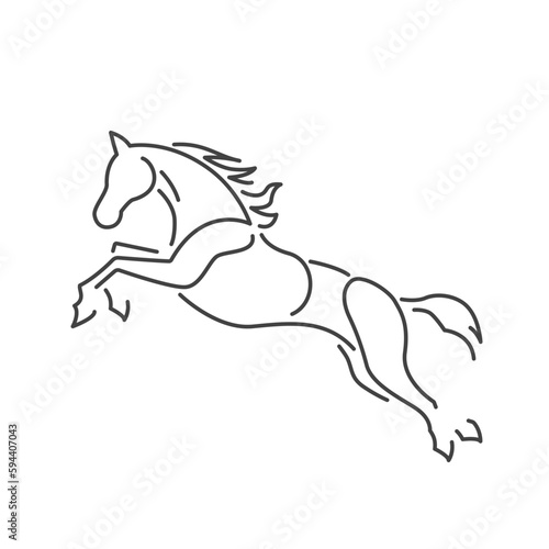 Line drawing of horse walking symbol. Logo of the horse. Vector illustration