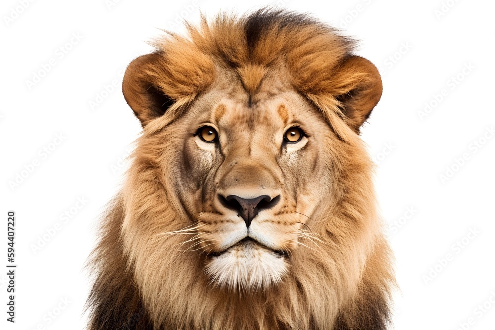 Generated AI Lion front view isolated on white background, AI