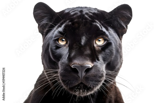 Generated AI Panthera front view isolated on white background, AI © Pavlo