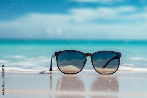 illustration, sunglasses on the beach, ai generative