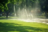 illustration, spraying water in the park, ai generative