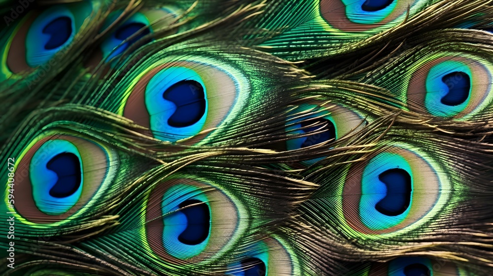 Obraz premium A striking close-up of a peacock's feathers