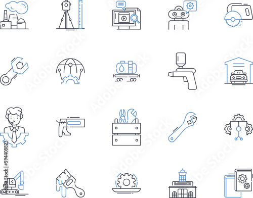 Building sector line icons collection. Construction, Architecture, Engineering, Skyscraper, Renovation, Design, Foundation vector and linear illustration. Reinforcement,Blueprint,Urbanization outline