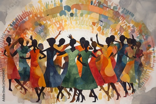 Expressive Juneteenth Painting - Unity and Joy in Watercolor created with Generative AI technology