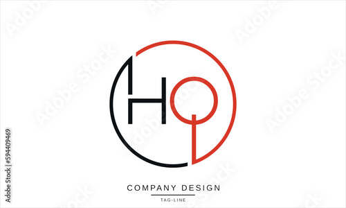 HQ, QH, Abstract Letters Logo Monogram