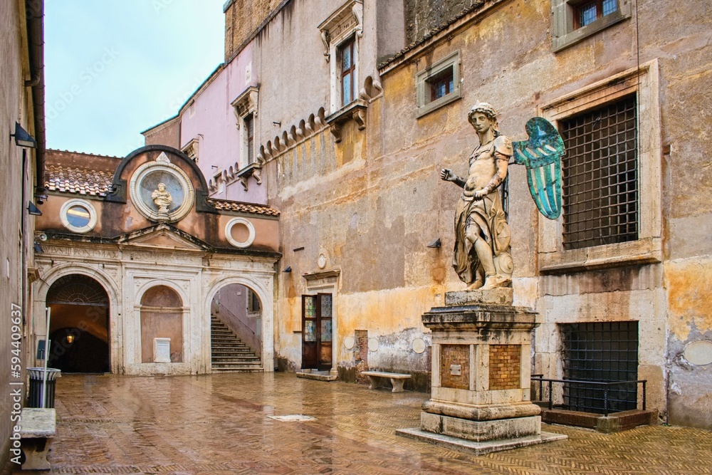 The original angel statue by Raffaello da Montelupo - Castel Sant'Angelo , Roma , Italy. The Mausoleum of Hadrian