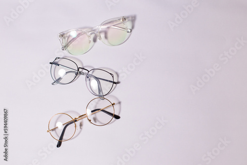 glasses in a thin frame on a beautiful background