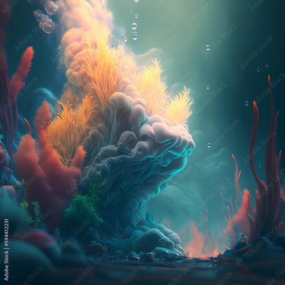 Naklejka premium Wallpaper underwater scene with space 