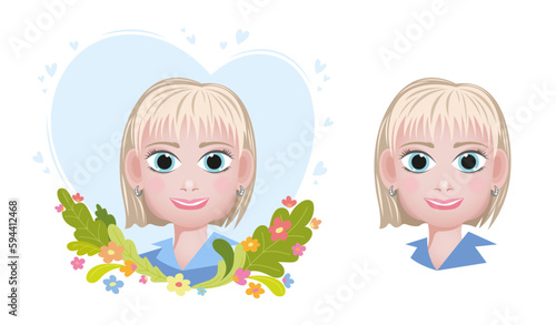 Cartoon image of a blonde girl for an avatar