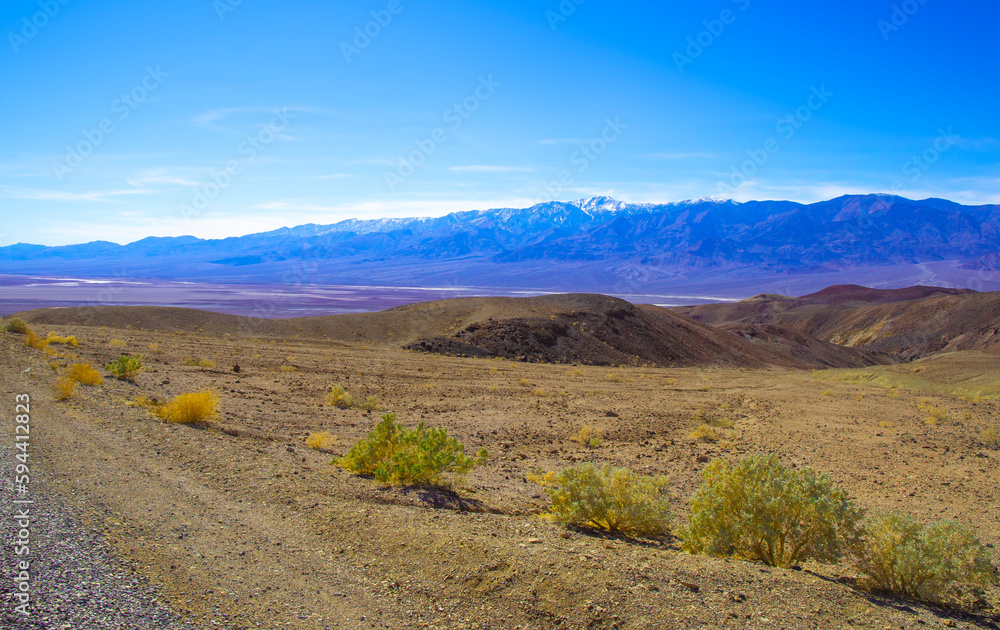 View of snow covered Telescope Peak in Death Valley