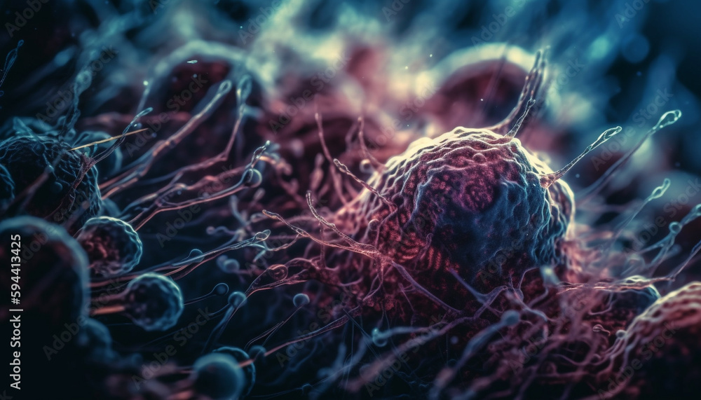 Abstract High Scale Magnification Illustration Reveals Microorganisms