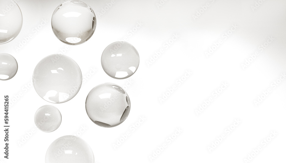 Transparent bubbles, is isolated on a white background Crystal Glass Sphere Ball Transparent White Simple Object Background. geometric shapes. 3d rendering. Transparent bubbles, is isolated on a white background Crystal Glass Sphere Ball Transparent White Simple Object Background. geometric shapes. 3d rendering.