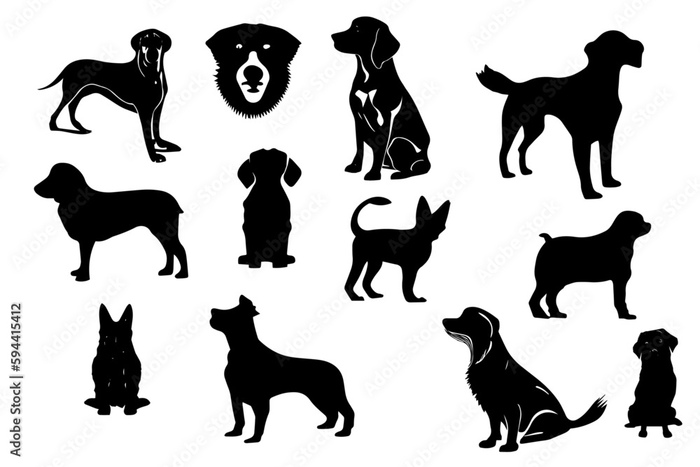 series of icons with dogs, dog logo