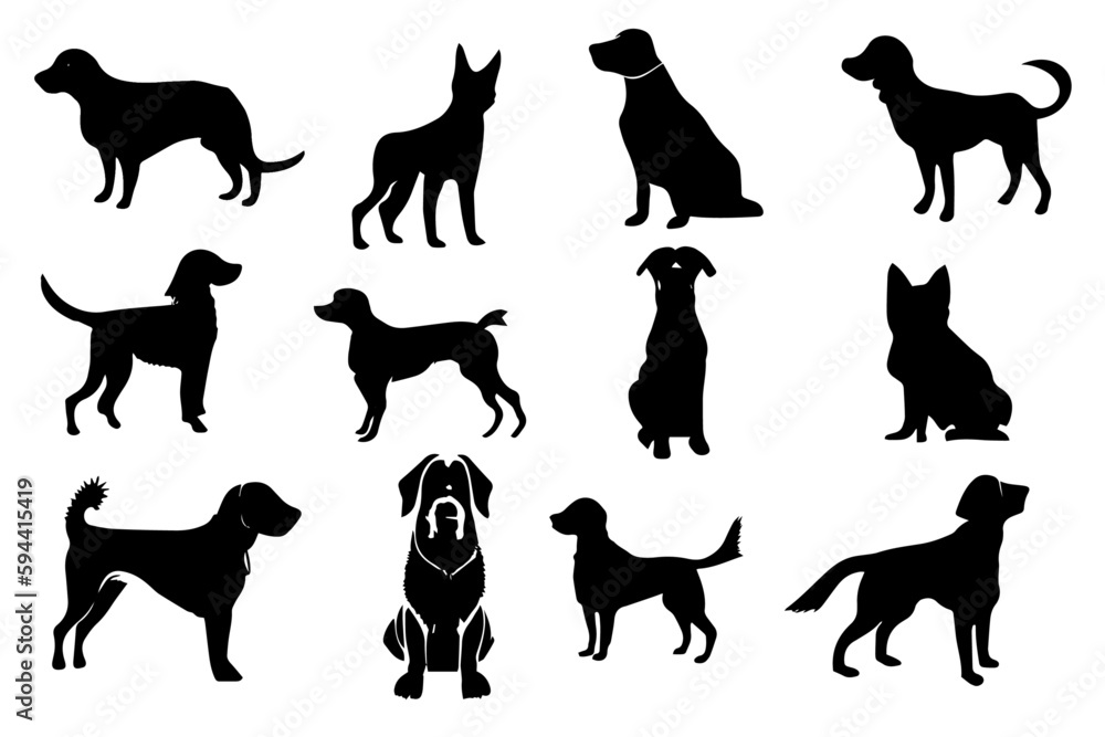 series of icons with dogs, dog logo