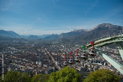 Grenoble city with the cable cars