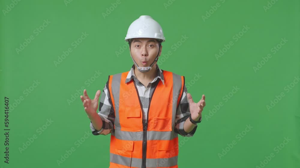 Asian Male Engineer With Safety Helmet Smiling To Camera And Saying Wow While Standing In The Green Screen Background Studio
Asian Male Engineer With Safety Helmet Smiling To Camera And Saying Wow While Standing In The Green Screen Background Studio