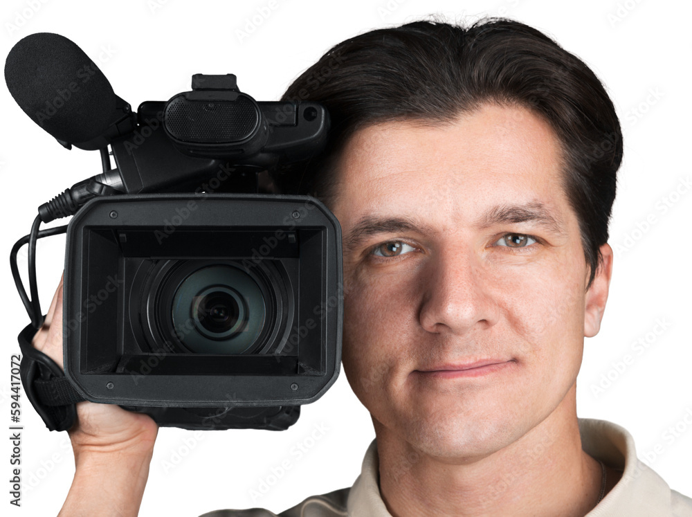 Closeup of a Cameraman Filming Closeup of a Cameraman Filming