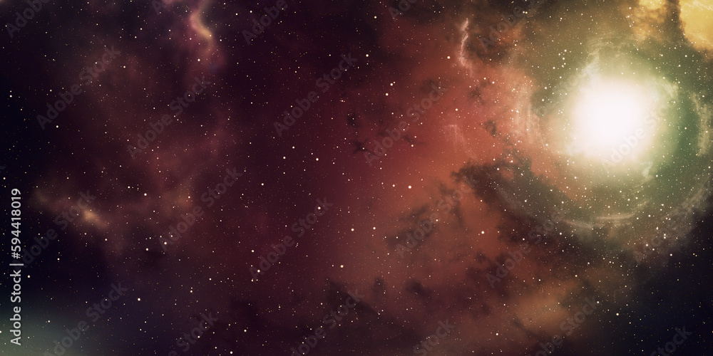 cosmic background consisting of black surface with stars and colored nebulae