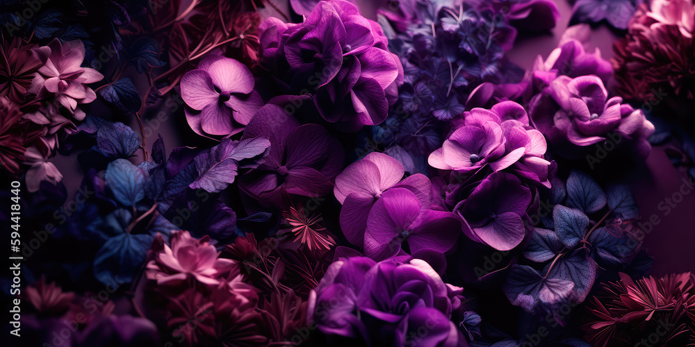 Decorative violet floral background. Generative AI Decorative violet floral background. Generative AI