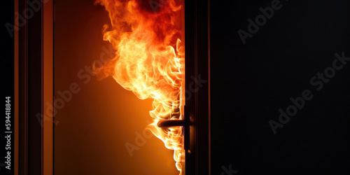 fire in the office behind the door, generative ai