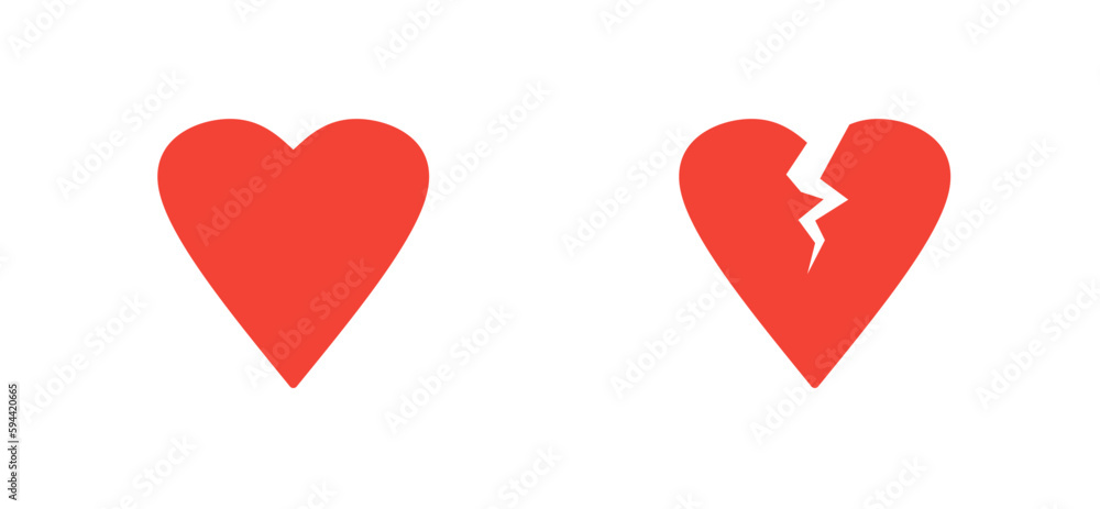love and break up, heart and broken heart icon love and break up, heart and broken heart icon