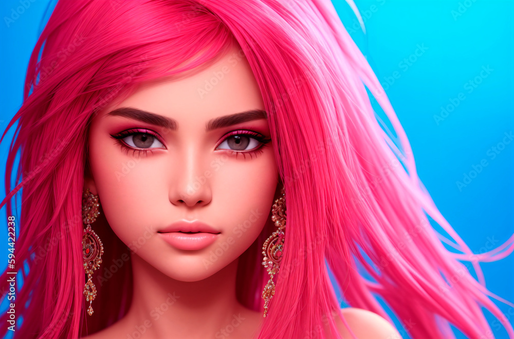Close-up portrait of beautiful young woman. Generative AI. Close-up portrait of beautiful young woman. Generative AI.